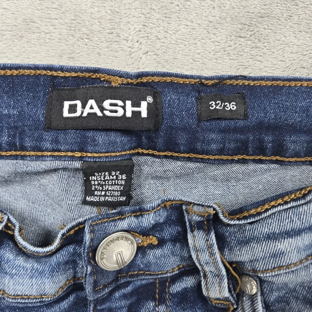 DASH‎ Distressed Jeans Men's Size 32/36 Stretch Boot Cut Blue Denim